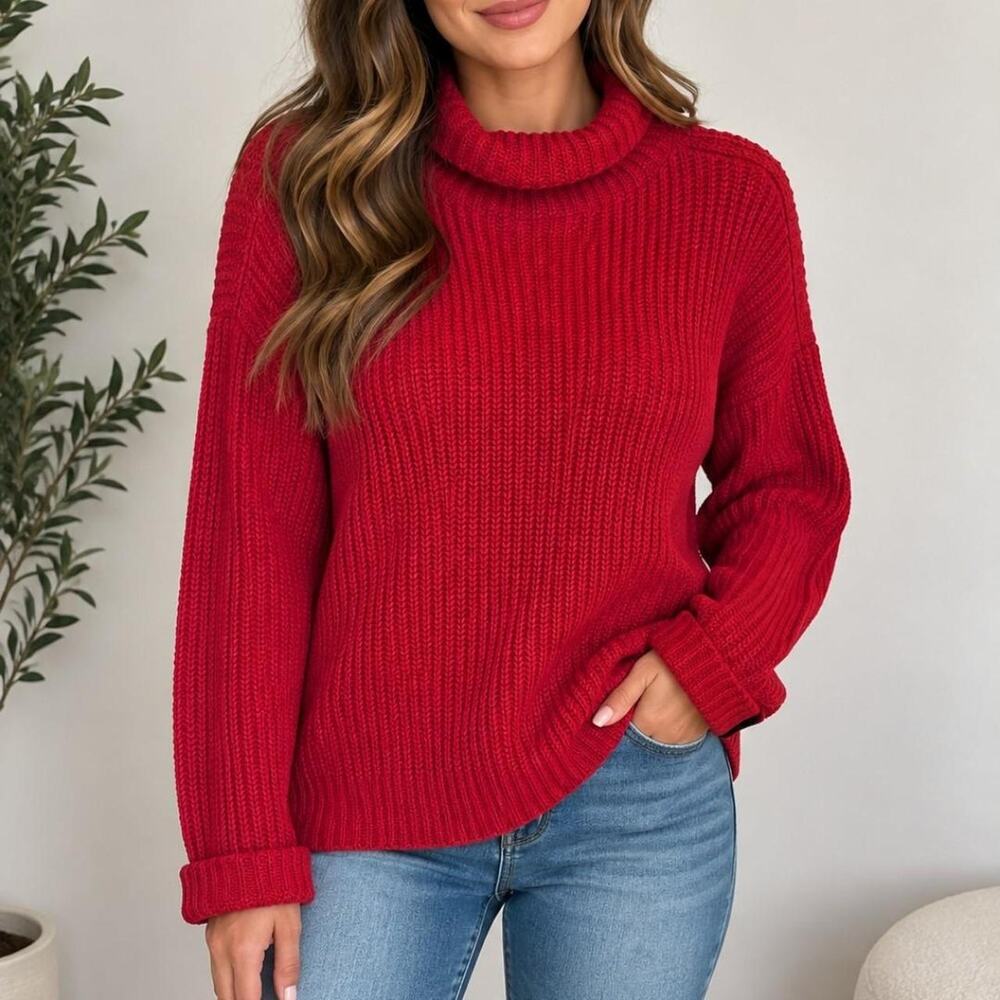 American eagle red oversized sweater